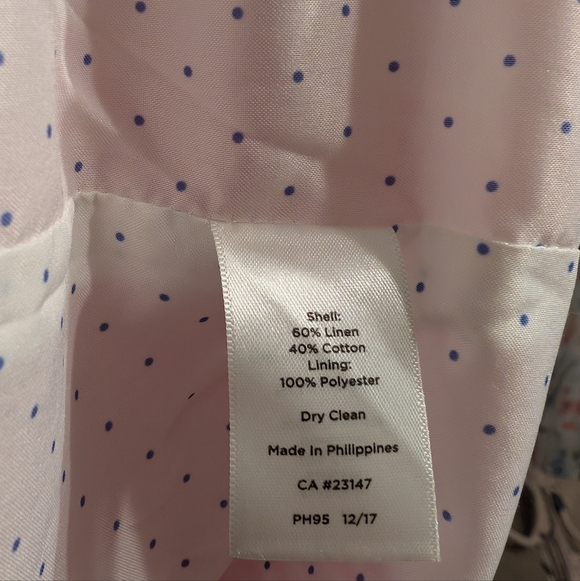 Talbots Aberdeen Womens Linen Cotton Blazer 18W Pink Striped Lined Jacket Coat - Picture 10 of 11